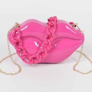 Pink lip purse & black lip purse